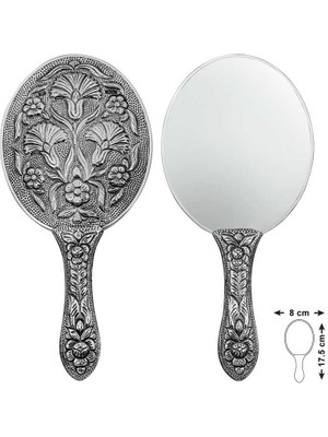 Akıllı Durak 925 Ayar Gümüş Karanfil Motifli El Aynası T8632 (491)