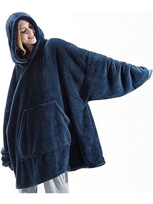 Skygo Kapüşonlu Giyilebilir Tv Battaniyesi Over Size (Lacivert)