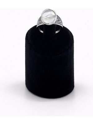 Pangu Oval Sedef Taş Detaylı Gümüş Renk Çelik Yüzük