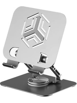 Skygo Tablet Standı 360 Derece Dönebilen Tablet Stand Katlanabilir Metal Standı Notebook Laptop Tutucu Standı Tablet ve Telefon Tutucu Stant Tablet Tutucu Metal (Açık Gri) (360 Derece)