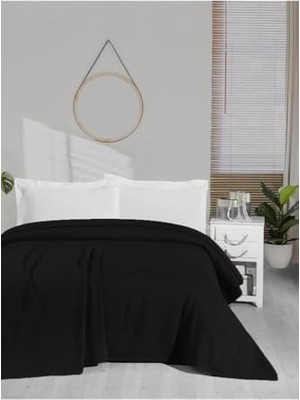 Skygo Örgü Pike Yatak Örtüsü – Nostaljik Dokulu Siyah Pike, Hafif & Nefes Alabilir, Çift Kişilik / 220X240 cm Yumuşak Pamuk