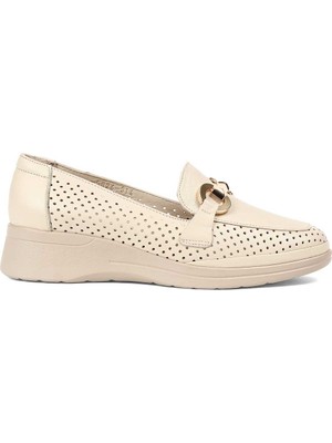 Celal Gültekin Kadın Bej Dolgu Topuklu Deri Ayakkabı