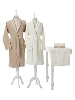 Skygo Aile Bornoz Set Camella Bej Krem Paspas He