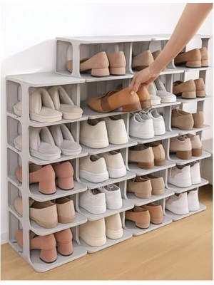 Skygo Modern 5 Katlı, Portatif Ayakkabı Rafı, Kolay Kurulum, 76X24.5X27.5 Cm, 6 Raf ve Destek Parçaları ile (Antrasit)