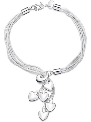 Kumi Kalp Uçlu Gümüş Kadın Bileklik