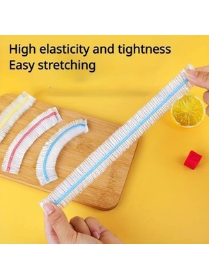 Skygo 100 Adet Yeniden Kullanılabilir Elastik Yiyecek Koruyucu Kapak, Esnek Yiyecek Kapağı, Farklı Boyutlara Uygun, Mutfak Malzemeleri, Yiyecek Saklama Torbaları