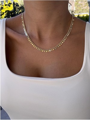 Hercy Altın Kaplama Paslanmaz Çelik Pullu Kolye | Sallantılı Pullu Kolye