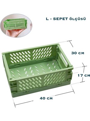 Skygo Katlanabilir Çok Amaçlı Taşıma Kasaları Saklama Kutusu, Plastik Istiflenebilir, Yatak Odası Ofis Banyo Tuvalet Malzemeleri Kozmetik Için (Açık Yeşil)