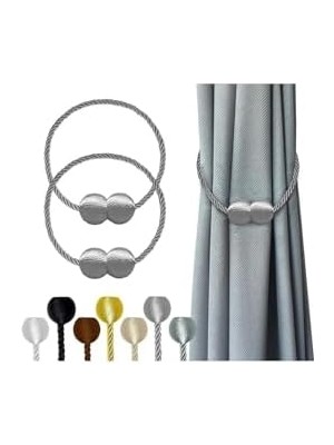 Skygo Dekoratif Mıknatıslı Fon Perde Tutucu Aksesuar Perde Mandalı Tokası 2 Adet Gri Renk