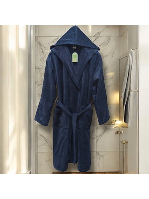  Kadife Kapüşonlu Bornoz  %100 Pamuk