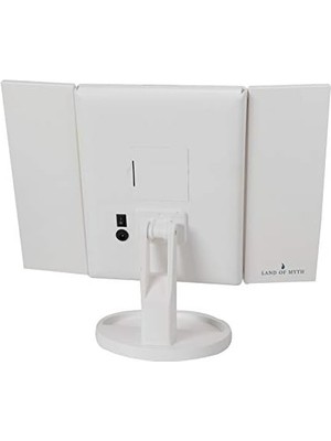 Skygo Land Of Myth - 1X-2X-3X-10X Büyütmeli 37 LED Işıklı Makyaj Aynası, 3 Panel, Katlanabilir, Dokunmatik Sensörlü (Beyaz)