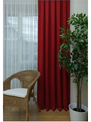 Skygo Ev Depo Taç Kırmızı Düz Renk Pileli Fon Perde 1/2 5 Normal (Orta) Pile Tek Kanat TACPTKFONPERDE002, Kırmızı, 100 x 250