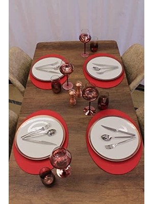Skygo Kırmızı Oval Lazer Kesim Deri Amerikan Servis 2 Adet 35X45 cm