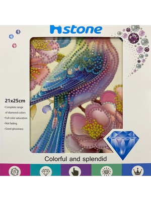 Elegantshop 5d Yapışan Boncuk Goblen Mozaik Tablo Pano 21*25 cm Kuş