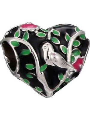 Kumi Bileklik Ve Kolye Için Çiçek Ve Kuşlar Gümüş Kaplama Charm