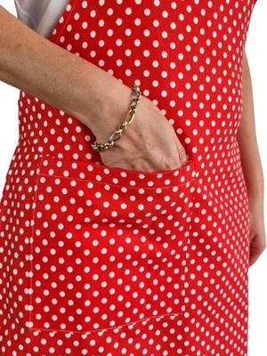 Skygo Cepli Su Geçirmez Mutfak Önlüğü Puanlı Kırmızı