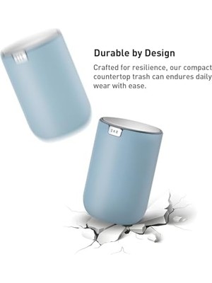 Skygo Eko Mini Masa Çöp Kovası Döner Kapaklı 0,4 Galon Küçük Masa Yuvarlak Çöp Sepeti Ofis, Ev, Araba Için (Mavi)