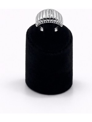 Pangu Çizgili Dokulu Kalın Gümüş Renk Çelik Yüzük