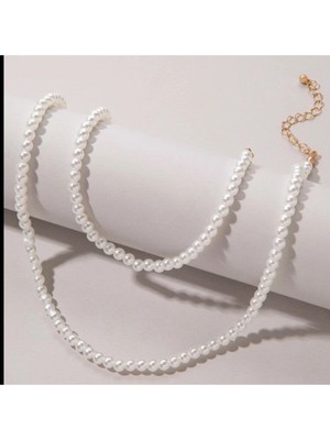 Shiklik 2'li Zarif Incili Kadın Takı Seti Kolye, Bileklik