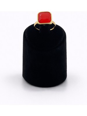 Pangu Kare Taşlı Altın Renk Çelik Yüzük