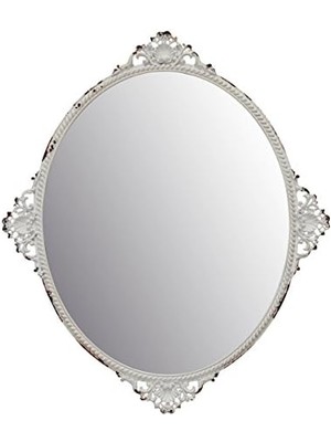Skygo SB-6081 M Cottage Spiegel, Oval Mit Getragen Weiß Details