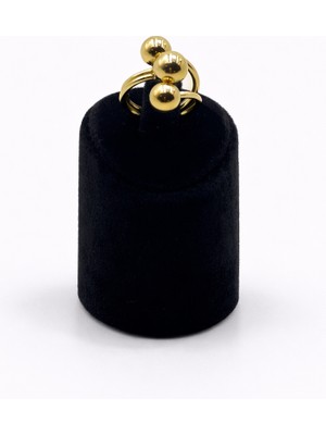 Pangu Üç Top Detaylı Ayarlanabilir Altın Renk Çelik Yüzük