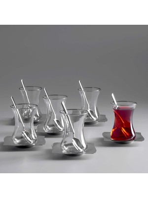 Skygo Kybele 18 Parça Çelik Çay Seti