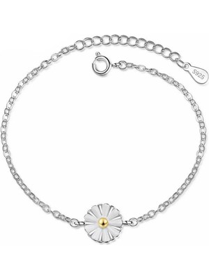 Kumi 925 Ayar Ayarlanabilir Papatya Tasarım Kadın Gümüş Bileklik