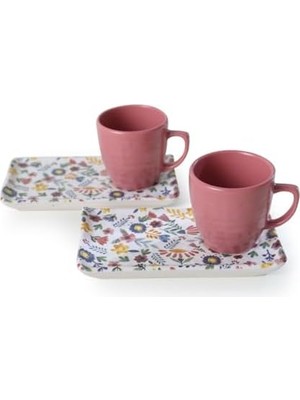 Skygo Springtime Doğaltaş Kahve Sunum Seti 4 Parça 2 Kişilik 19558