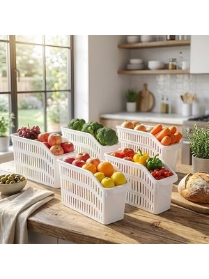 Skygo Life Orgamix 4’lü Dar Buzdolabı ve Dolap Içi Düzenleyici Set – Hava Alan Kanallı, Sebze ve Meyve Sepeti