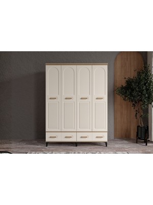 Doressa Hima Walnut 4 Kapılı Gardırop