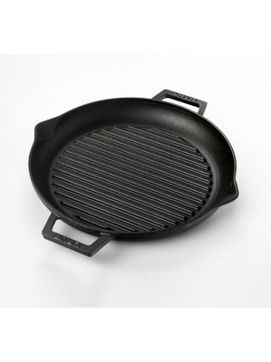 Skygo Döküm Yuvarlak Izgara Tava, Metal Kulplu, 26CM, Siyah