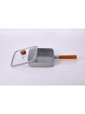 Skygo Dikdörtgen Tava 29CM Cam Kapaklı Gri