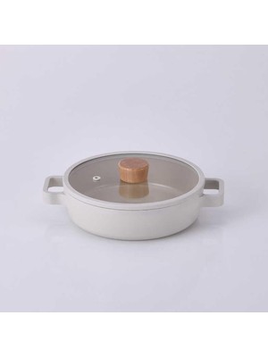 Skygo Alüminyum Bej Cam Kapaklı Döküm Sahan 20 cm