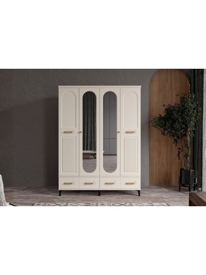 Doressa Hima Moon 4 Kapılı Aynalı Gardırop