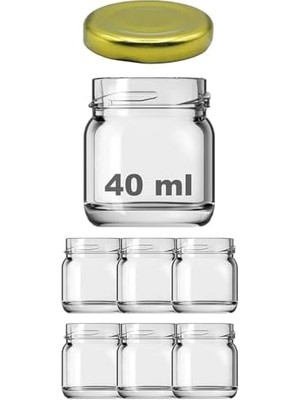 Skygo Monarty 6 Adet 40 ml Cam Kavanoz, Metal Kapaklı, Şeffaf Konserve Kavanozu (40 Mililitre) 6 Adet