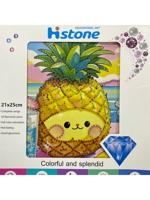Elegantshop 5d Yapışan Boncuk Goblen Mozaik Tablo Pano 21*25 cm Ananas