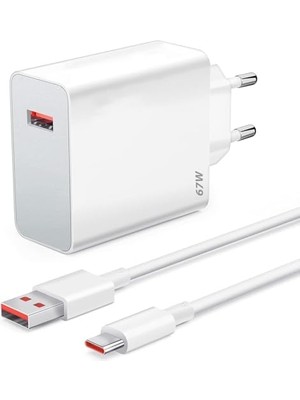 Skygo Uyumlu 67W USB Adaptör ve 1mt USB Typec Kablo Şarj Seti