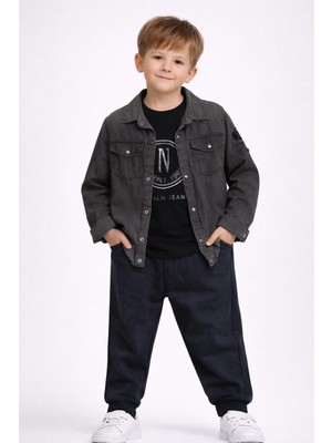 love Baskı Detaylı Tshirt Gömlek Takım