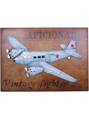 Skygo Uçak Tablo Pano Vintage Dekoratif Ev Ofis Hediyelik