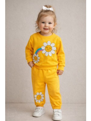 love Baskılı Papatya Detaylı Alt Üst Kız Çocuk Takım