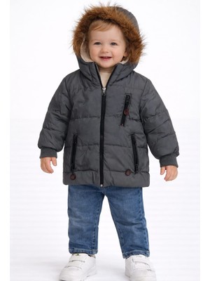 love Içi Peluşlu Kapşonlu Fermuarlı Cepli Mont