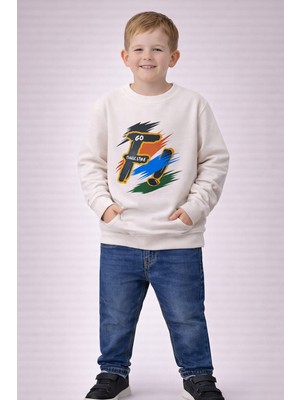 love 2 Iplik Kompak Kumaş Baskılı Yuvarlak Yaka Sweat