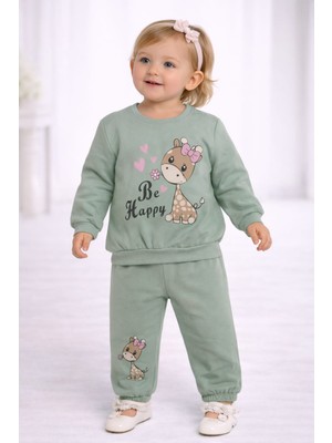 love Baskılı Yeşil Renk Alt Üst Takım