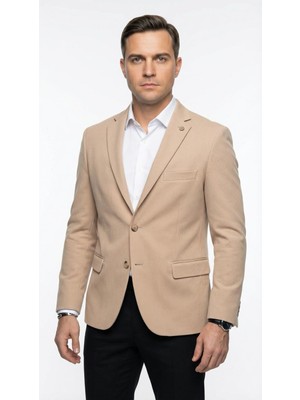 Plus Scorpion Erkek Slim Fit Ceket – Likralı Fitilli Kumaş, Çift Düğmeli Tek Yırtmaçlı Modern Tasarım