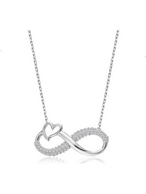 Skygo 925 Ayar Gümüş Kalpli Sonsuzluk Bayan Gümüş Kolye