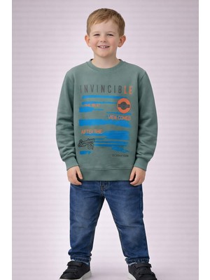 love 2 Iplik Kompak Kumaş Baskılı Yuvarlak Yaka Sweat