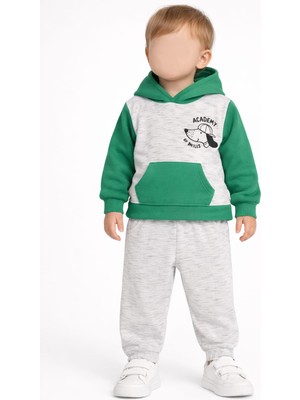 love 3  Iplik Şardonlu Kapüşonlu Erkek Çocuk Takımı