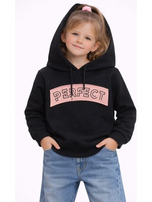 love Yazı Detaylı Işlemeli Kapüşonlu Kız Çocuk Sweat
