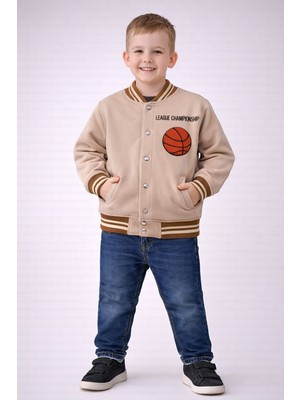 love 3 Iplik Şardonlu Işleme Detaylı Kolej Ceket Çıtçıtlı